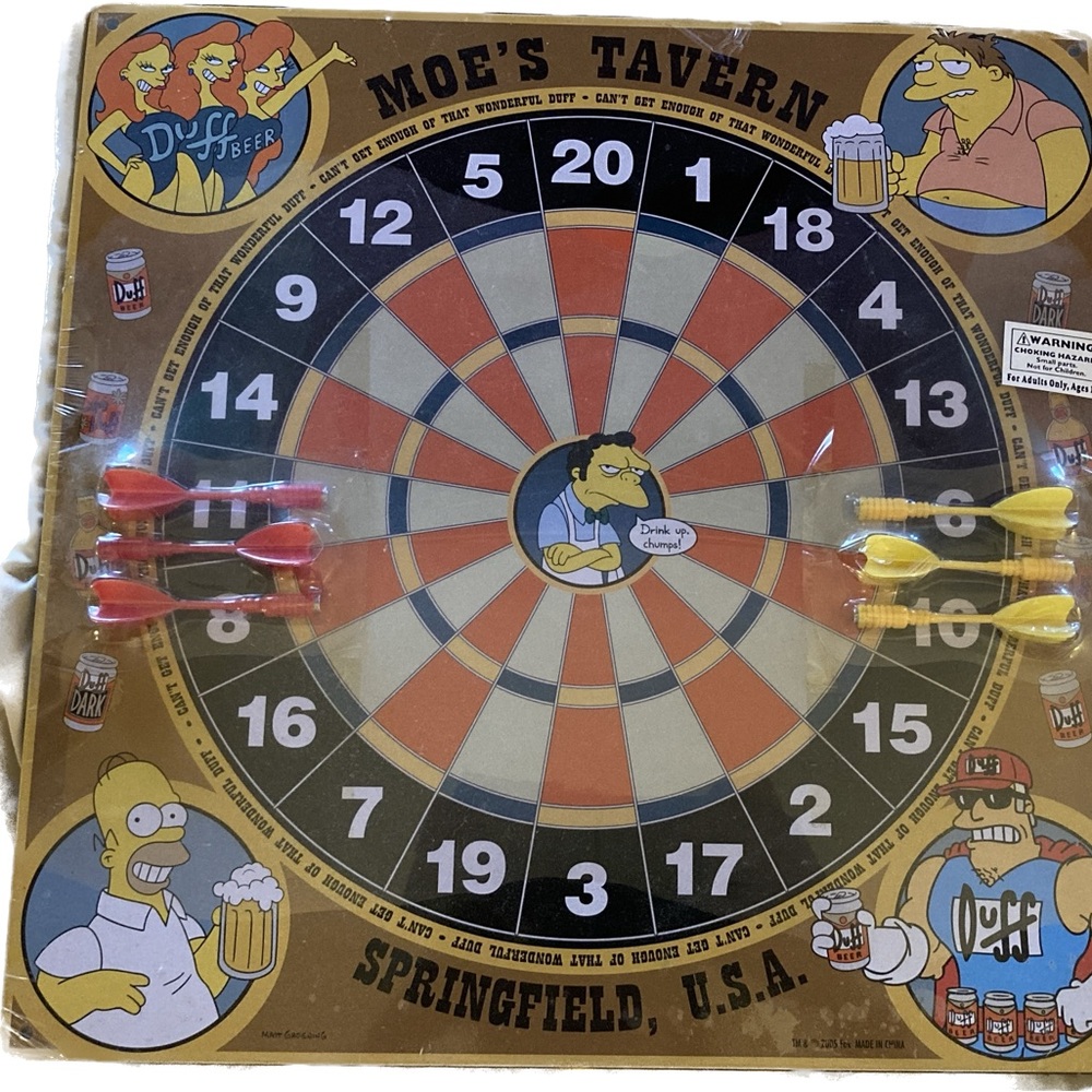 2005 The Simpsons 15x15 Moes Tavern Dart Board